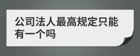 公司法人最高规定只能有一个吗