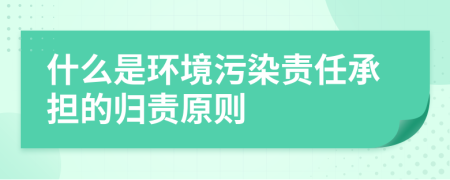 什么是环境污染责任承担的归责原则