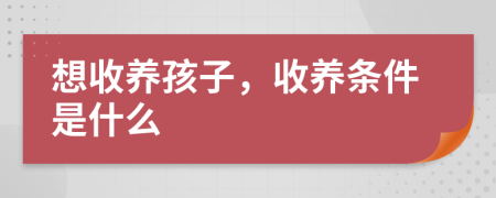 想收养孩子，收养条件是什么