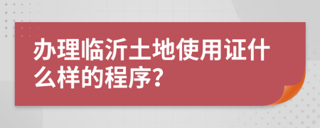 办理临沂土地使用证什么样的程序？