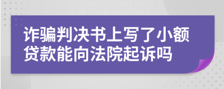 诈骗判决书上写了小额贷款能向法院起诉吗
