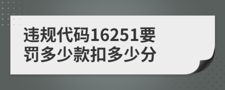 违规代码16251要罚多少款扣多少分