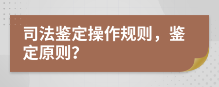 司法鉴定操作规则，鉴定原则？