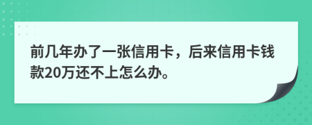 前几年办了一张信用卡，后来信用卡钱款20万还不上怎么办。