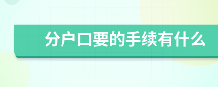 分户口要的手续有什么