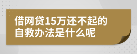 借网贷15万还不起的自救办法是什么呢
