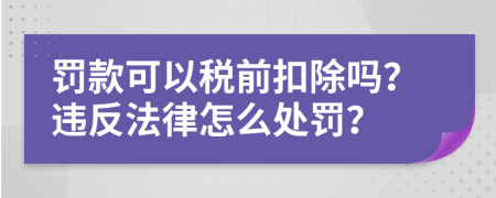 罚款可以税前扣除吗？违反法律怎么处罚？