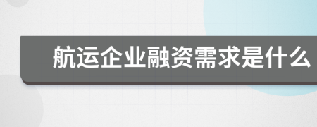 航运企业融资需求是什么