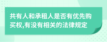 共有人和承租人是否有优先购买权,有没有相关的法律规定