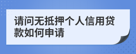 请问无抵押个人信用贷款如何申请