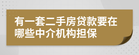 有一套二手房贷款要在哪些中介机构担保