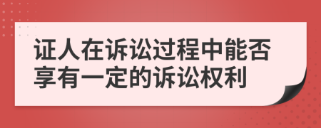 证人在诉讼过程中能否享有一定的诉讼权利