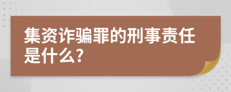 集资诈骗罪的刑事责任是什么?