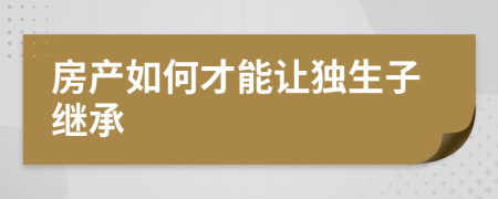 房产如何才能让独生子继承