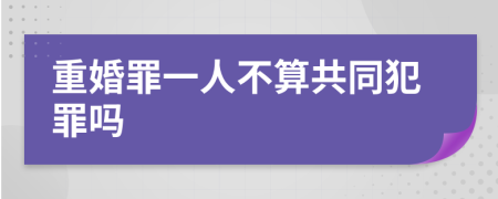 重婚罪一人不算共同犯罪吗