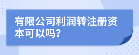 有限公司利润转注册资本可以吗？