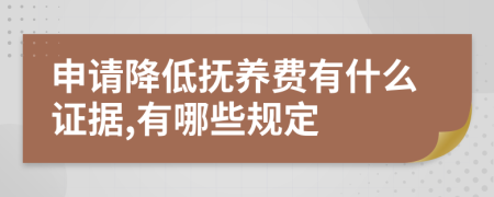 申请降低抚养费有什么证据,有哪些规定