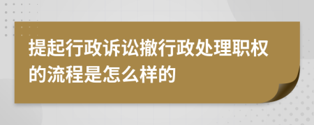 提起行政诉讼撤行政处理职权的流程是怎么样的