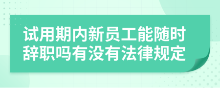 试用期内新员工能随时辞职吗有没有法律规定