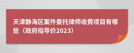 天津静海区案件委托律师收费项目有哪些（政府指导价2023）