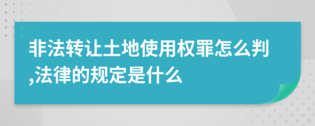 非法转让土地使用权罪怎么判,法律的规定是什么