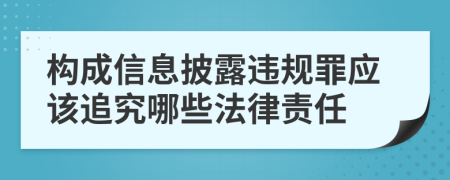 构成信息披露违规罪应该追究哪些法律责任