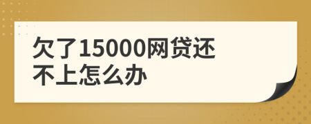 欠了15000网贷还不上怎么办