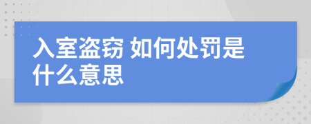 入室盗窃 如何处罚是什么意思