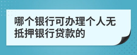 哪个银行可办理个人无抵押银行贷款的