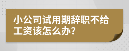 小公司试用期辞职不给工资该怎么办？