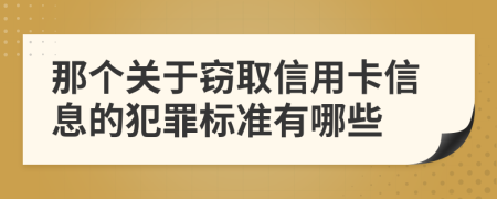 那个关于窃取信用卡信息的犯罪标准有哪些