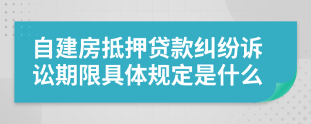 自建房抵押贷款纠纷诉讼期限具体规定是什么