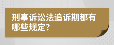 刑事诉讼法追诉期都有哪些规定？