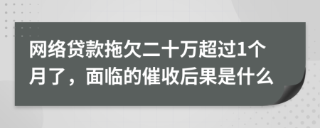 网络贷款拖欠二十万超过1个月了，面临的催收后果是什么