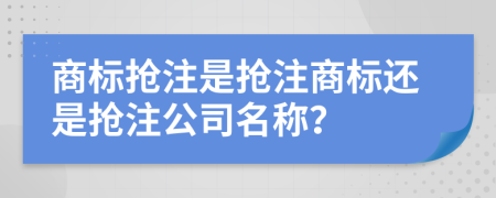 商标抢注是抢注商标还是抢注公司名称？