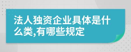 法人独资企业具体是什么类,有哪些规定