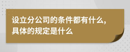 设立分公司的条件都有什么,具体的规定是什么