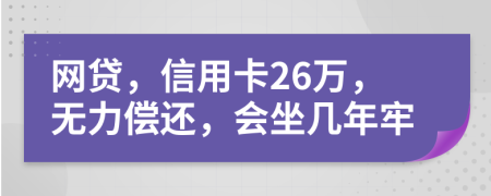 网贷，信用卡26万，无力偿还，会坐几年牢