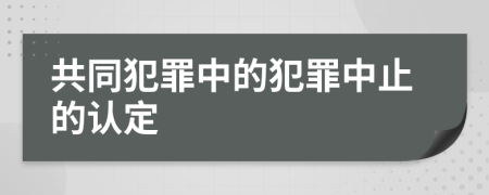 共同犯罪中的犯罪中止的认定
