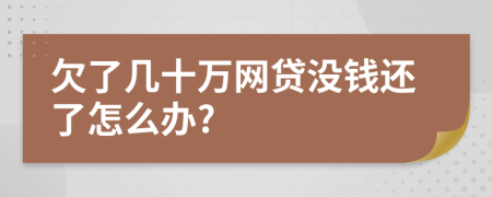 欠了几十万网贷没钱还了怎么办?