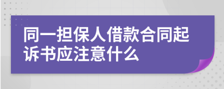 同一担保人借款合同起诉书应注意什么