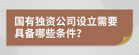 国有独资公司设立需要具备哪些条件？