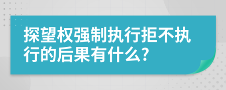 探望权强制执行拒不执行的后果有什么?