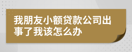 我朋友小额贷款公司出事了我该怎么办