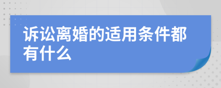 诉讼离婚的适用条件都有什么