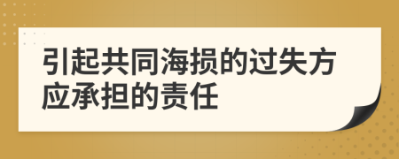 引起共同海损的过失方应承担的责任