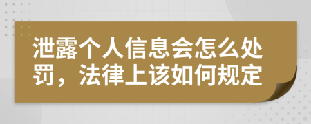 泄露个人信息会怎么处罚，法律上该如何规定