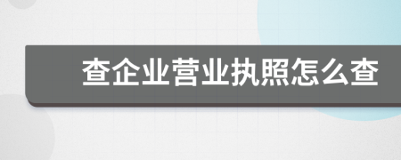 查企业营业执照怎么查