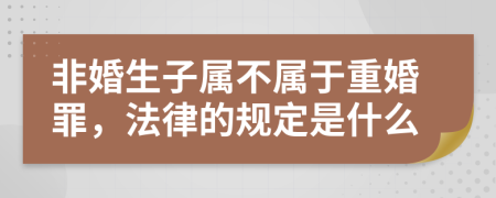 非婚生子属不属于重婚罪，法律的规定是什么