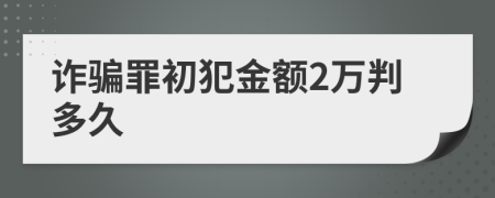 诈骗罪初犯金额2万判多久